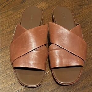 Vince Tan Leather Crisscross Sandals